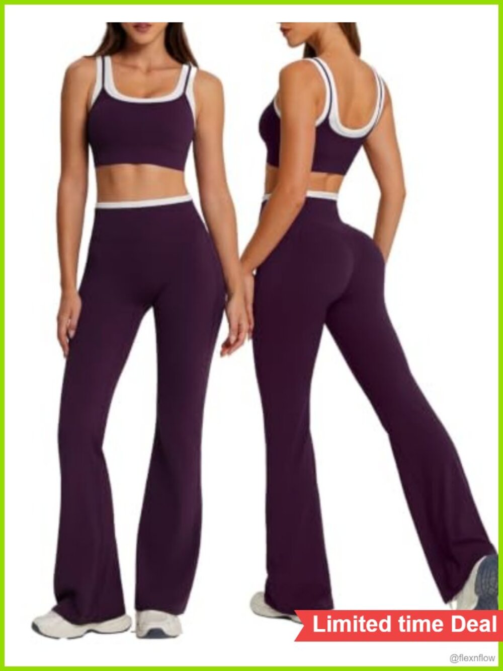 Women's 2-Piece Flare Leggings & Padded Sports Bra Workout Set